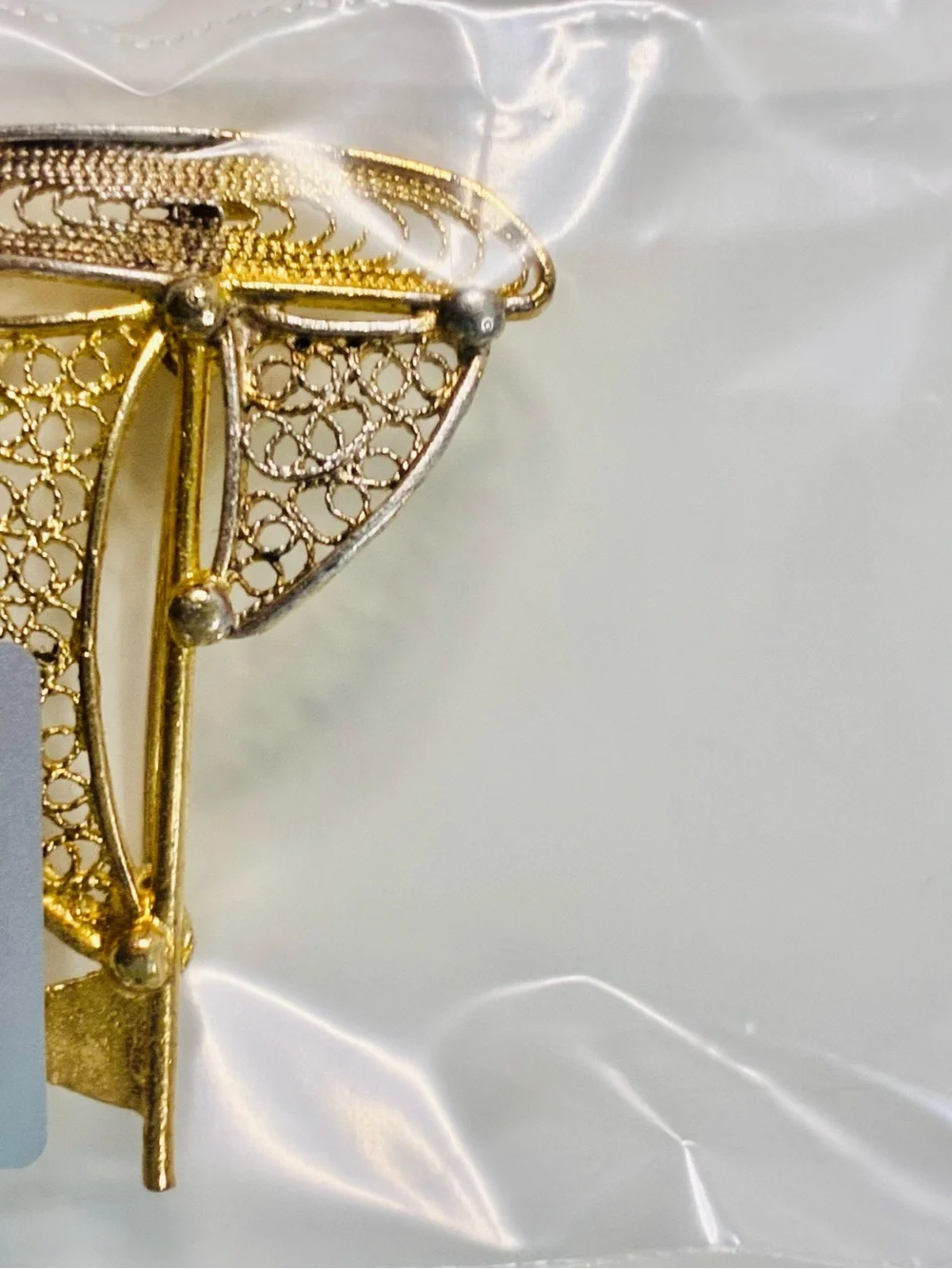 925 Gold Filled Stamped Filigree Sailboat Brooch - Gold and Silver
